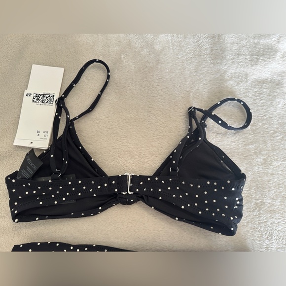 H&M Black And White Polka Dot Padded Bikini Adjustable Size 0 Women’s - Picture 5 of 7